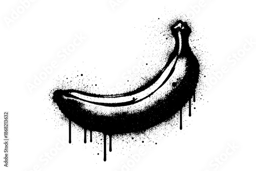 Graffiti banana dripping paint art with urban grunge effect