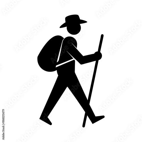 Travel Adventure Hiker Silhouette Vector.