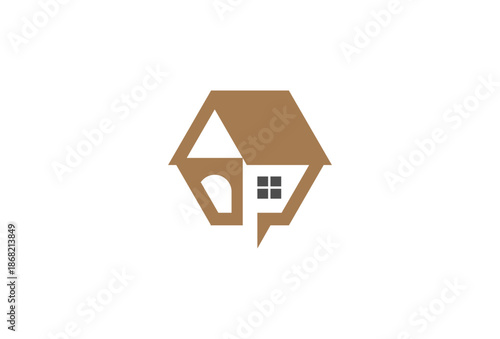 Real Estate Logo, building and chat bubble combination. suitable for Architecture Building apps logo design