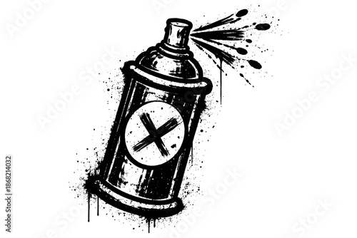 Graffiti spray can with splatter effect and grunge aesthetic art