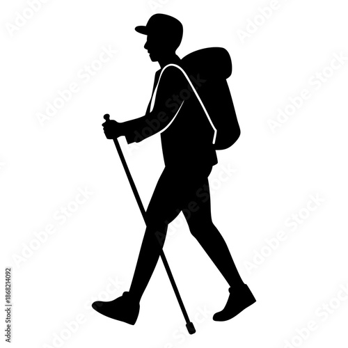 Adventure Hiker Backpack Silhouette Design.