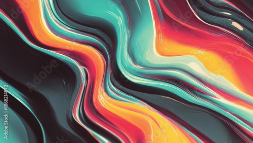 Wallpaper Mural Abstract swirl of neon colors — turquoise, pink, orange and yellow ribbons twisting and blending in glossy strokes. Concept Neon Abstract Art, Glossy Color Swirls, Ribbon Motion Imagery Torontodigital.ca