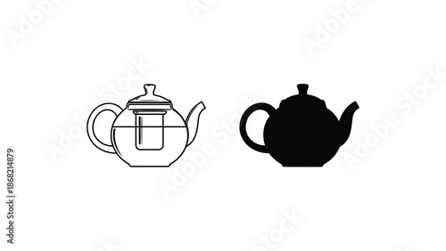 A set of teapot illustrations in different styles and colors on a white background