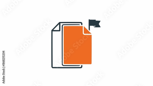 Stack of paper with flag icon.