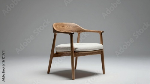 Wallpaper Mural Modern wooden armchair with white cushion on gray background Torontodigital.ca