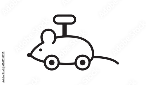 Wind-up Mouse Toy Icon for Pranks Jokes and Childhood Game Concept Illustration