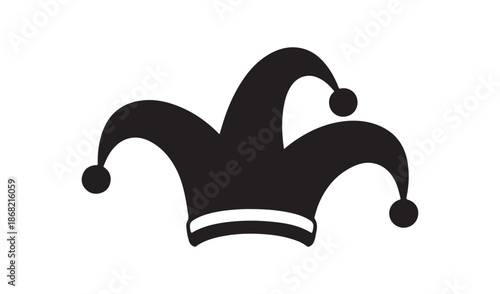 Black and White Jester Hat Icon for Performance Costume and Entertainment Character