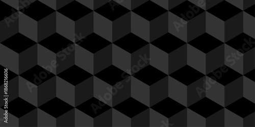 Abstract black and gray style minimal blank cubic. Geometric pattern illustration mosaic, square and triangle wallpaper.