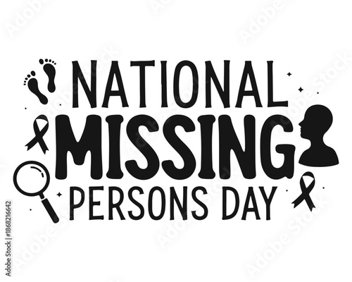 National Missing Persons Day Vector Artwork Featuring Awareness and Support Symbols Isolated on White Background
