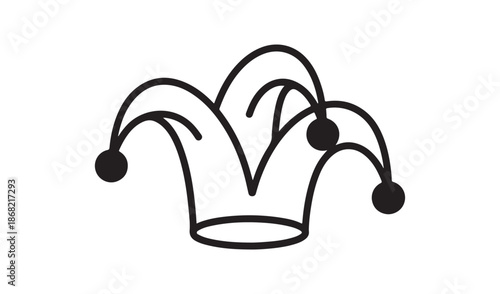 Jester Hat Outline Icon for Carnival Party and Medieval Entertainment Concept