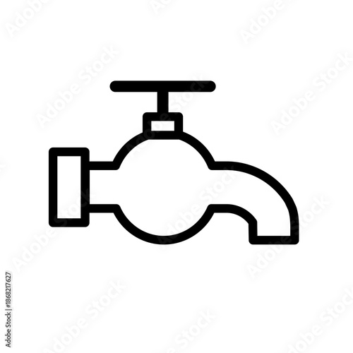 Water tap, plumbing valve, faucet line vector icon