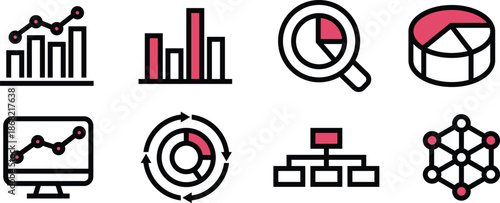 Clean UI UX Vector Icons demographic, information, studies, mean, median for Websites, Digital Graphics and Layouts