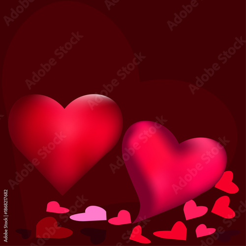 red hearts on a red background