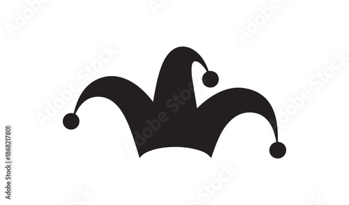Joker Hat Silhouette Icon for Playing Cards Jester Character and Entertainment Design
