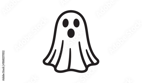 Scary Ghost Icon with Surprised Expression for Halloween Decoration and Spooky Concept