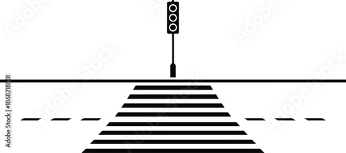 Pedestrian crosswalk, traffic light, urban safety, road infrastructure, street design, signal pole, white stripes, public space, city planning, transportation icon