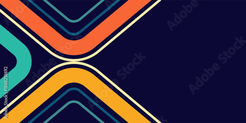 Vibrant Retro Abstract Background with Intertwining Geometric Lines and Dynamic Color Palette