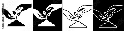 Human Hands Nurturing a Young Plant Sprout in Soil - Symbolic Growth Illustration