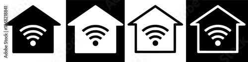 Smart home wireless network icon set for modern digital connectivity solutions