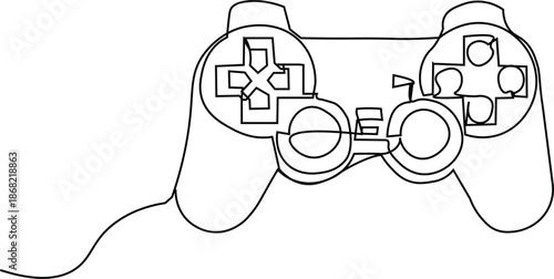 Gamepad Controller Joystick Line Art Icon Isolated on White Background
