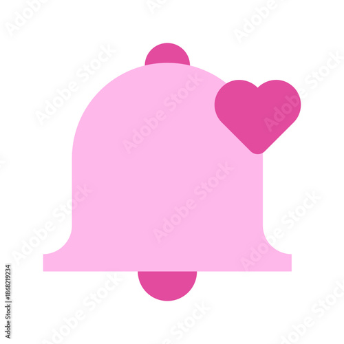 Romantic love reminder bell notification flat color icon
