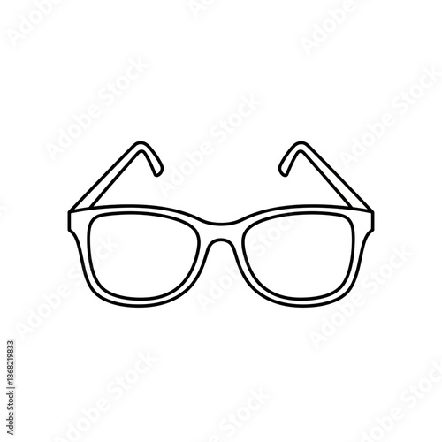 Simple line art icon of eyeglasses, modern eyewear outline, minimalist design.