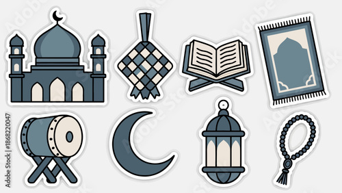 Ramadan sticker set celebrating Islamic traditions and festivities