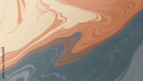 Abstract Marble Ink Gradient Background with Copper, Cream, and Slate Swirls