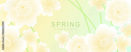 Spring floral background. Сard cover template with abstract flowers. Art design for social media, banner, card, ads