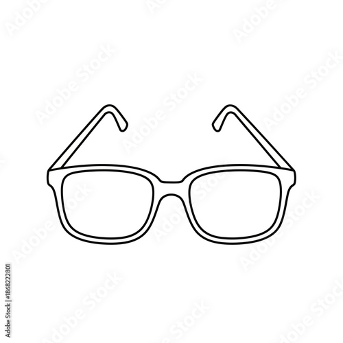 Simple line drawing of classic eyeglasses on a white background