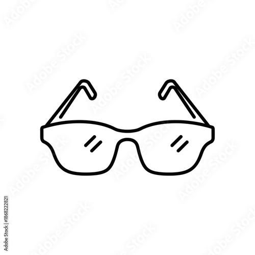 Simple line drawing of eyeglasses on a white background, minimalist design