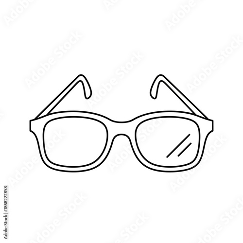 Simple line drawing of eyeglasses on white background