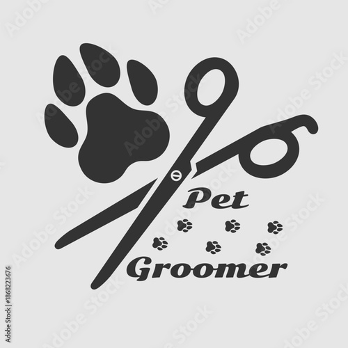 Pet Groomer Logo. Vector Illustration