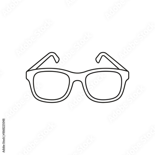 Simple outline drawing of black-rimmed glasses, clean and modern design