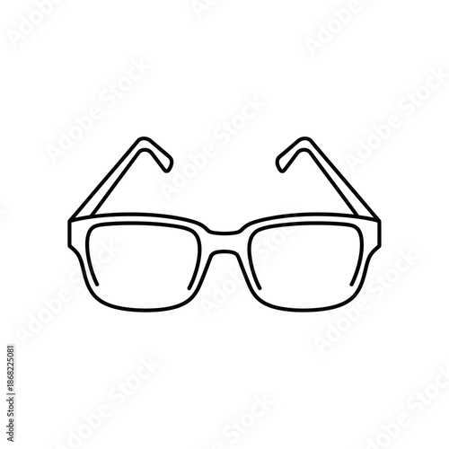 Simple Outline Drawing of Eyeglasses on White Background