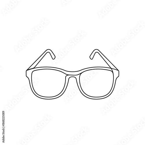 Simple Outline Drawing of Eyeglasses on White Background
