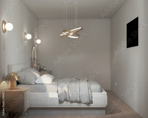 Wallpaper Mural Modern Minimalist Bedroom Interior with Soft Neutral Tones Torontodigital.ca