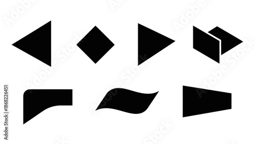 Geometric black shapes collection arrows diamonds and stylized forms