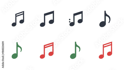Musical notes icons set collection of various music symbols for design