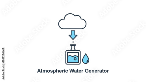 Atmospheric water generator concept icon water cycle symbol on white background