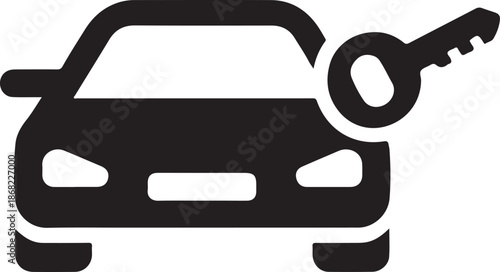 Car with key, vehicle ownership, transportation symbol, black icon