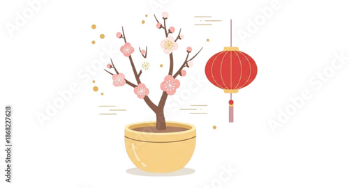 Flowers in pots and lanterns