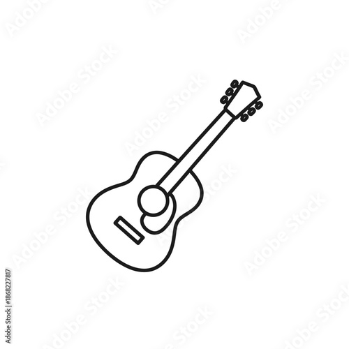 Simple outline drawing of an acoustic guitar on a white background