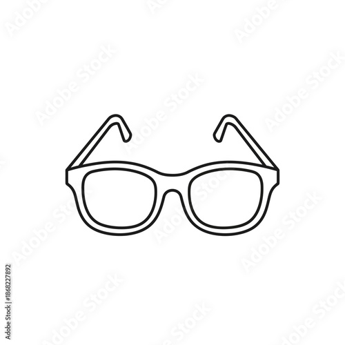 Simple outline icon of eyeglasses on white background, vector illustration.