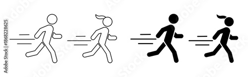 man and woman fast run icon in flat style, athletics, marathon, rush symbol vector illustration.