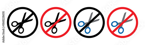 icon sign prohibiting cutting packaging parcels by scissors.