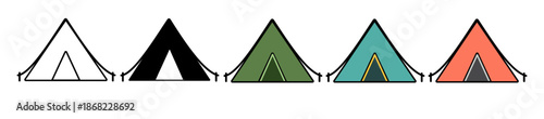 tent icon Simple thin line logo set.