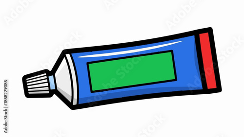 Blue tube with green rectangle and red stripe