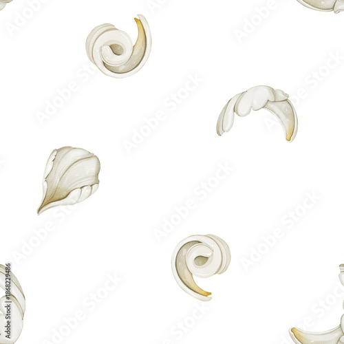 Seamless Watercolor White Rose Petals Pattern