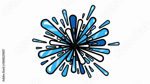 Bright blue liquid splashes radiating outwards